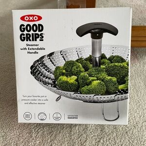 OXO Good Grips Silver Steamer with Black Handle